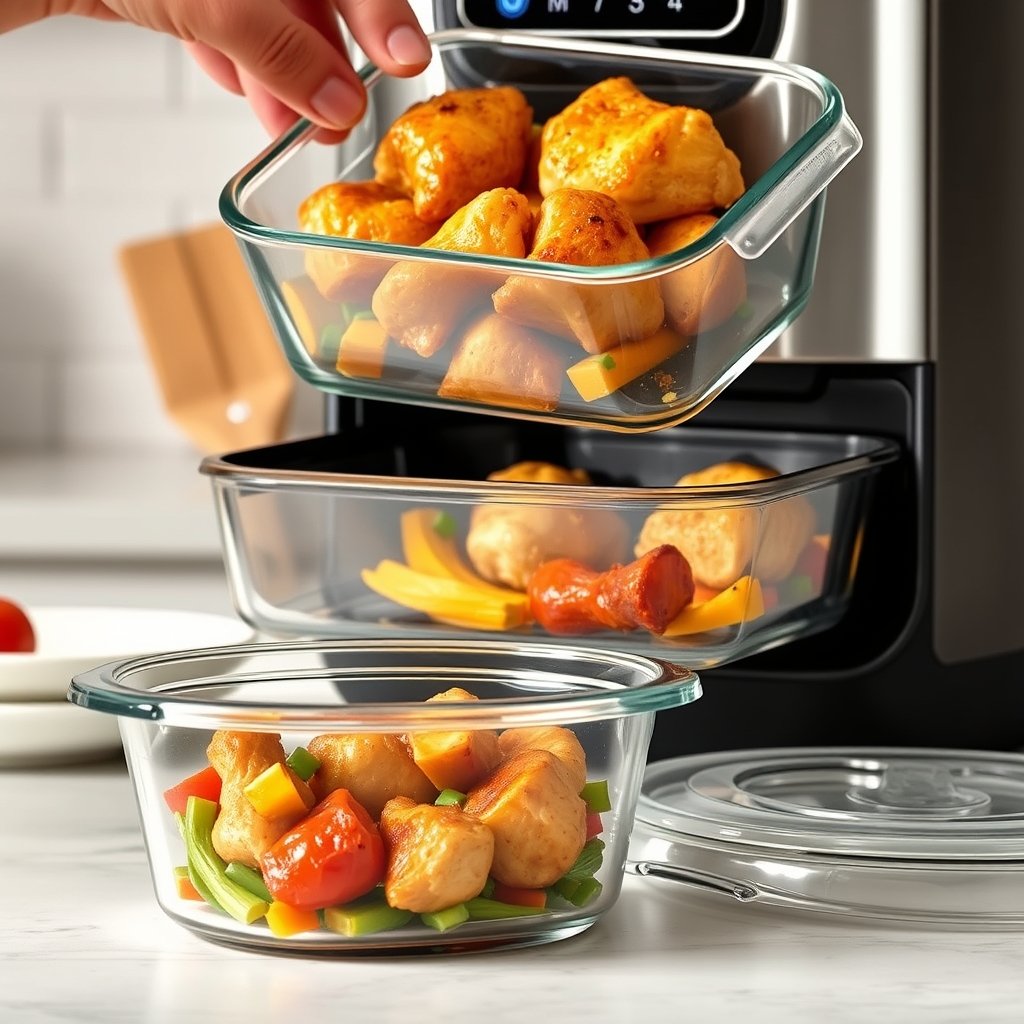 glass airfryer in action