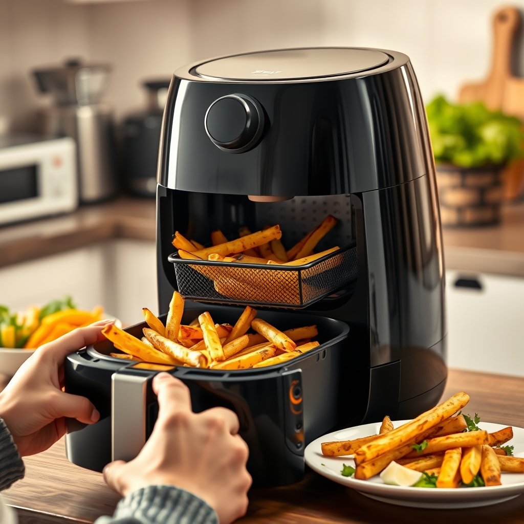 compact airfryer in action