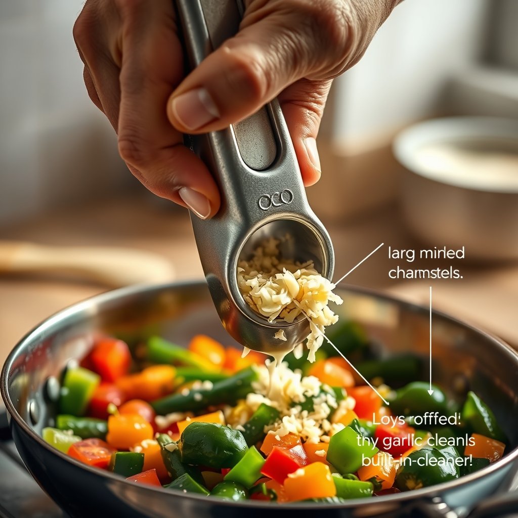 garlic press in action