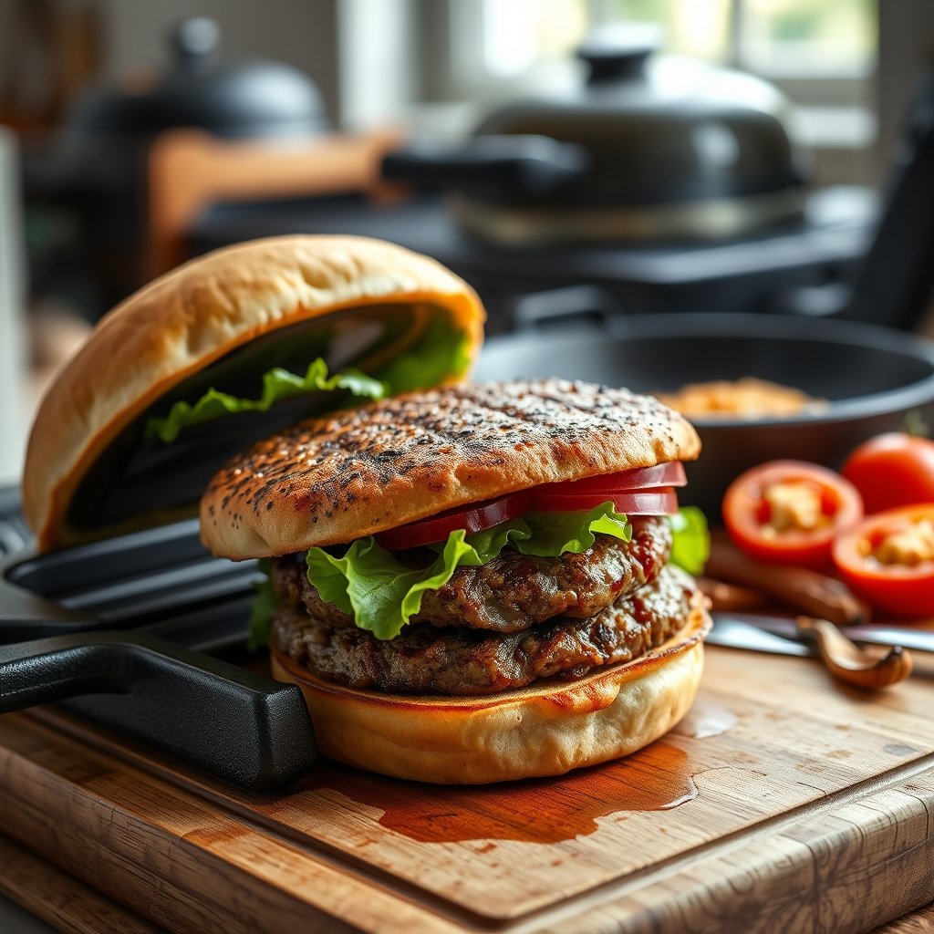 burger press in action