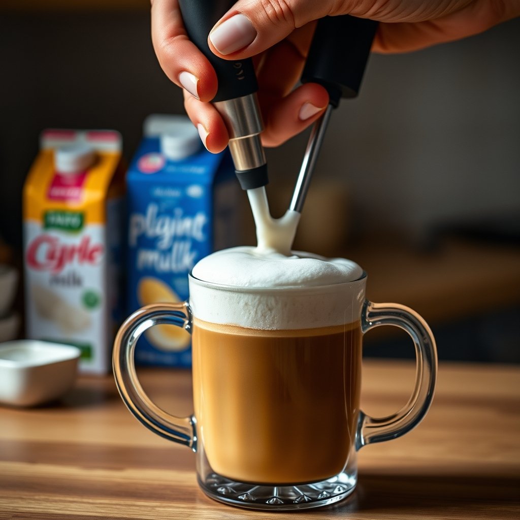 milk frother in action