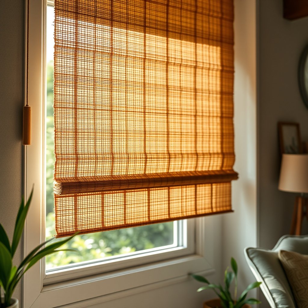 bamboo blinds in action