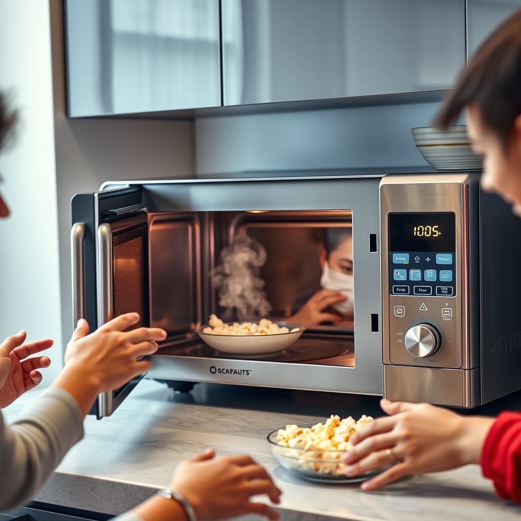 microwave oven in action