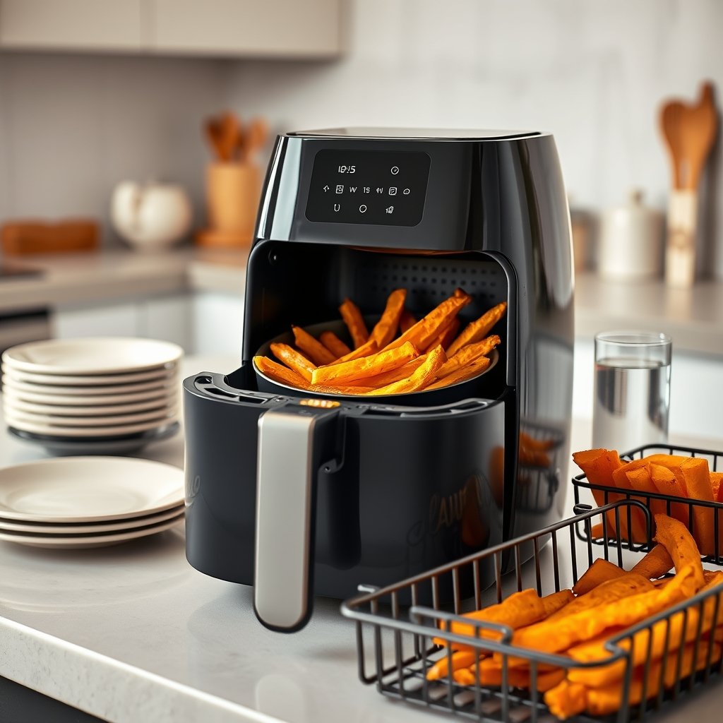 compact airfryer in action