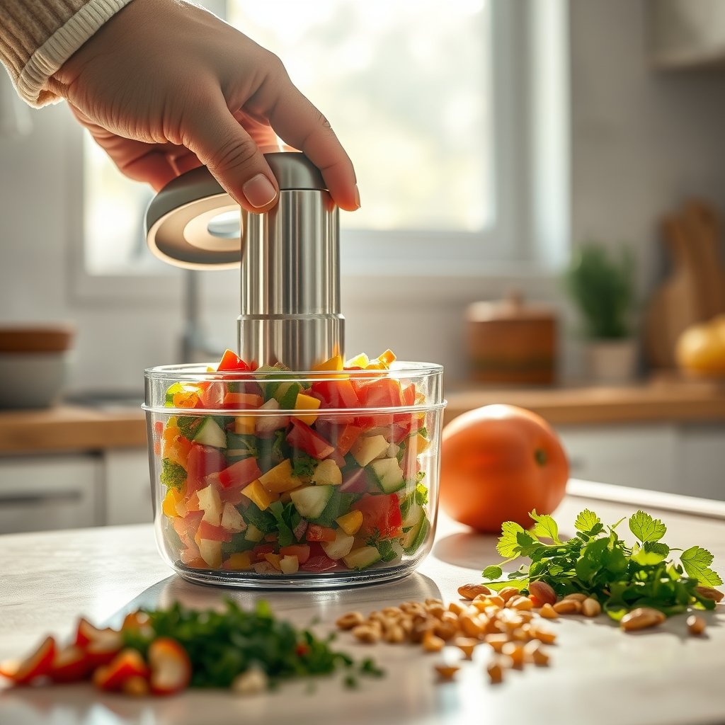 vegetable chopper in action