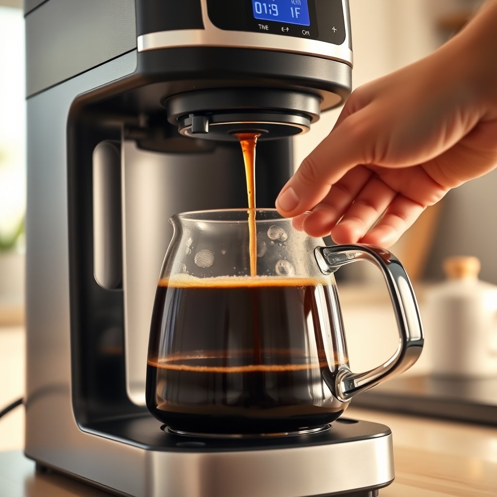 digital coffeemaker in action