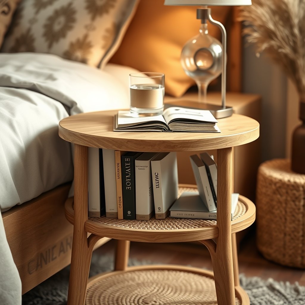 boho nightstand in action