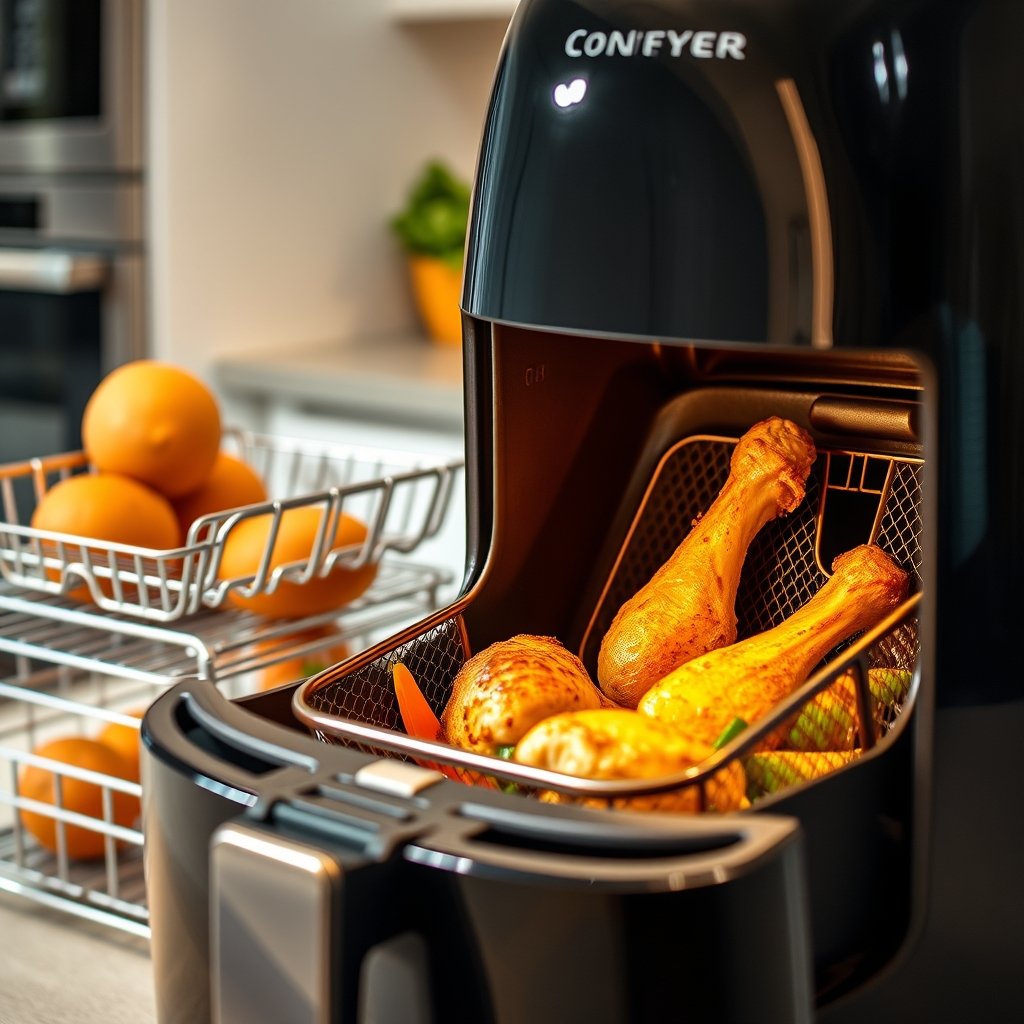 compact airfryer in action