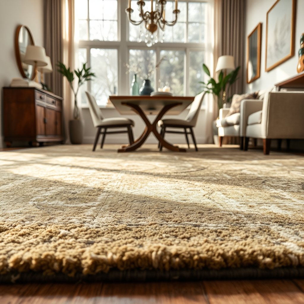distressed rug in action