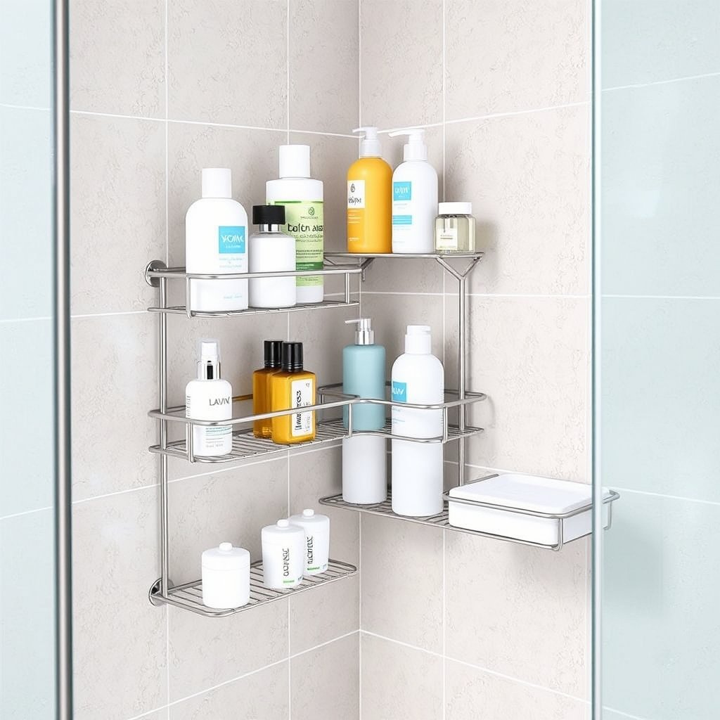shower caddy in action