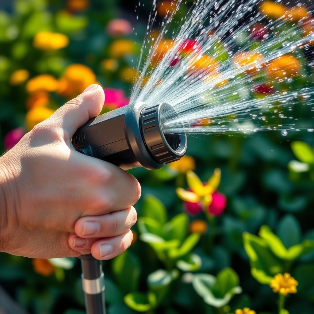 garden nozzle in action