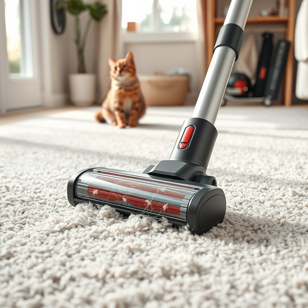 cordless vacuum in action