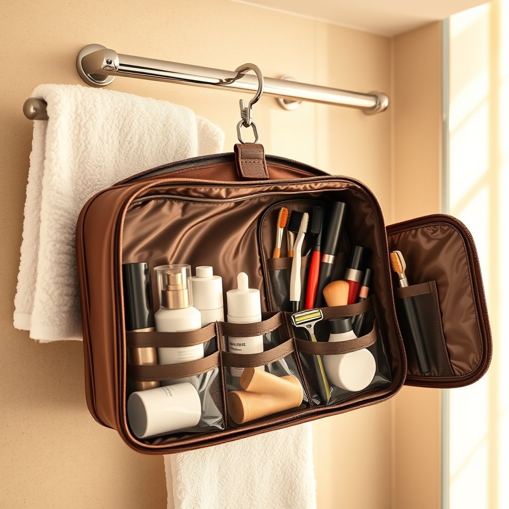 toiletry bag in action